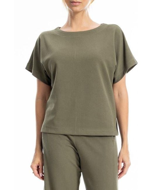 Max Studio Green Back Stitch Knit T-Shirt