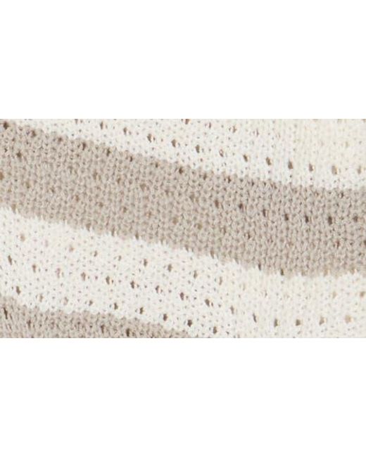 Caslon Natural Stripe Open Stitch Cotton Blend Cardigan