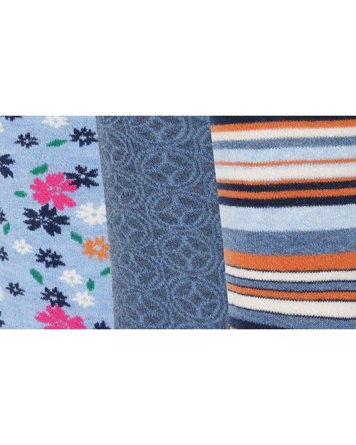 Original Penguin Blue Doherty Floral Pack Of 3 Crew Socks for men