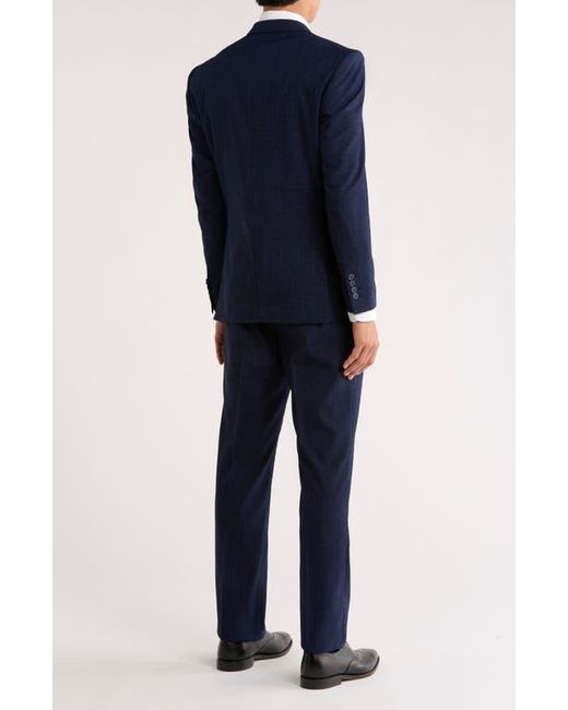 ZEGARIE Blue Tattersall Mélange 3-Piece Suit for men