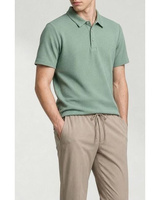 Noize Green Jim Waffle Performance Polo for men