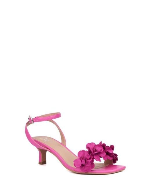 New York & Company Pink Gwendolyn Flower Strap Sandal