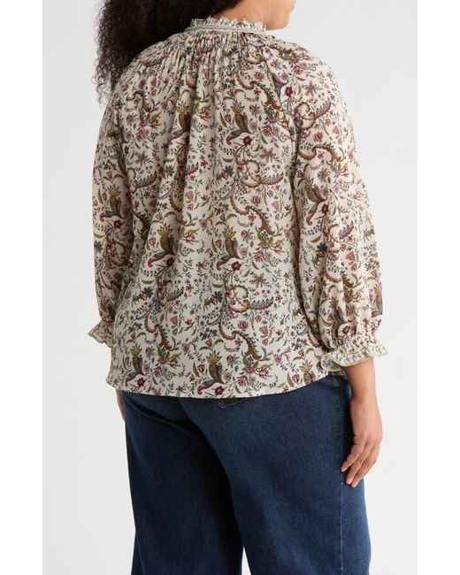 Max Studio Natural Ruffle Top