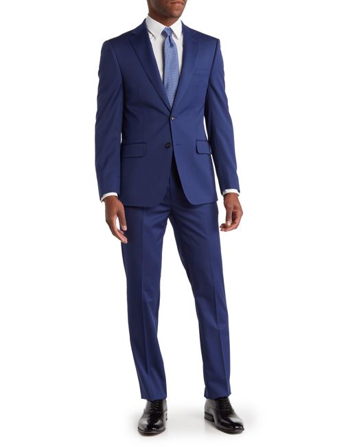 Calvin Klein Mabry Blue Sharkskin Two Button Notch Lapel Slim Fit Suit At Nordstrom Rack for men