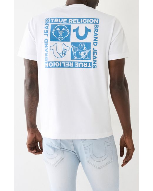 True Religion White Cotton Crew Graphic T-shirt for men