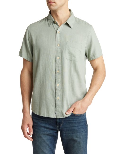 Lucky Brand San Gabriel Short Sleeve Linen Blend Button-up Shirt in Green  for Men