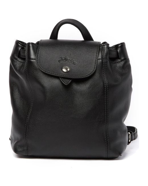 Longchamp Black Extra Small Le Pliage Cuir Backpack
