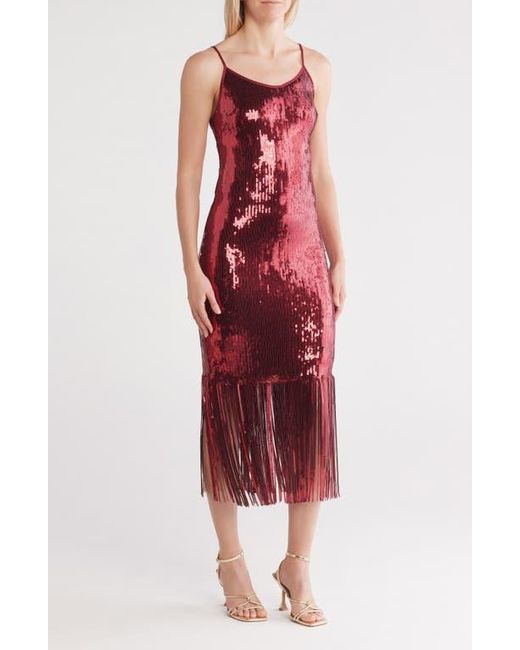 Nanette Lepore Red Deco Fringe Sequin Dress