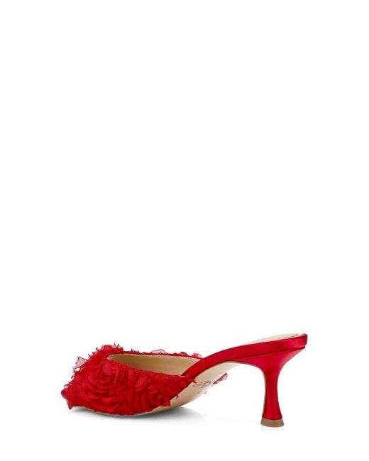 Badgley Mischka Red Scarlet Mesh Flower Sandal