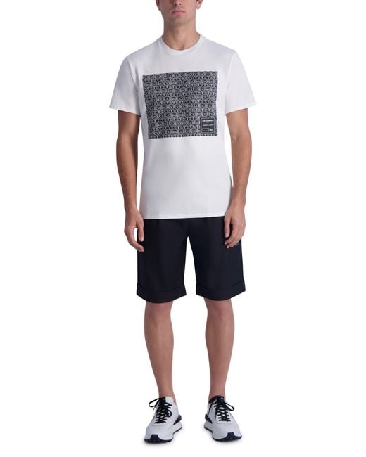Karl Lagerfeld White Square Logo Graphic Print T-shirt for men