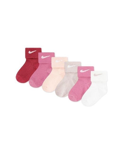 Nike Pink Assorted 6-Pack Lightweight Ankle Socks