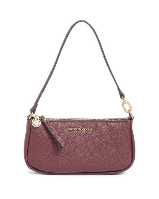Nanette Lepore Purple Frannie Convertible Baguette Shoulder Bag