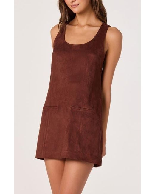 Astr Red Faux Suede A-Line Dress