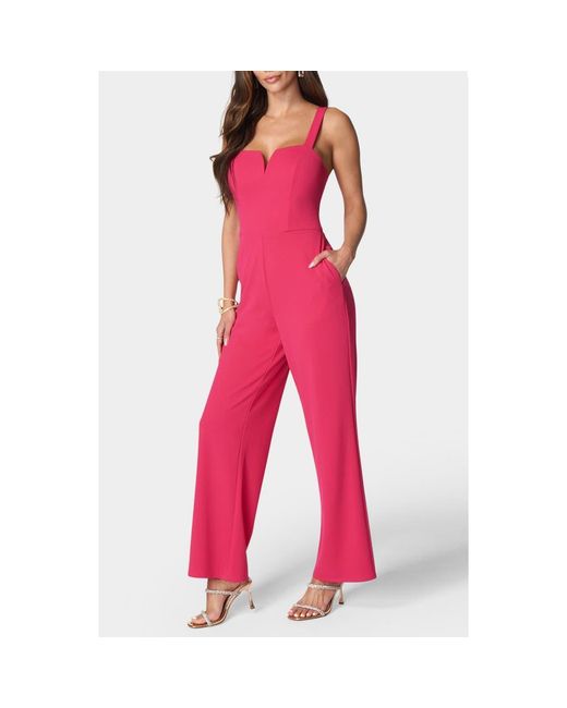 Bebe Red Wide Leg Jumpsuit