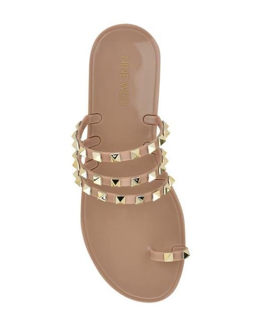 Nine West Natural Centy Studded Toe Loop Sandal
