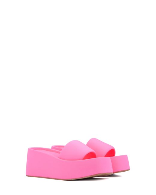 Olivia Miller Pink Uproar Platform Slide Sandal