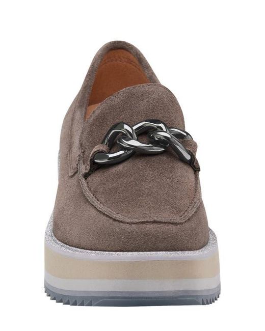 Johnston & Murphy Gray Gracelyn Chain Platform Suede Loafer