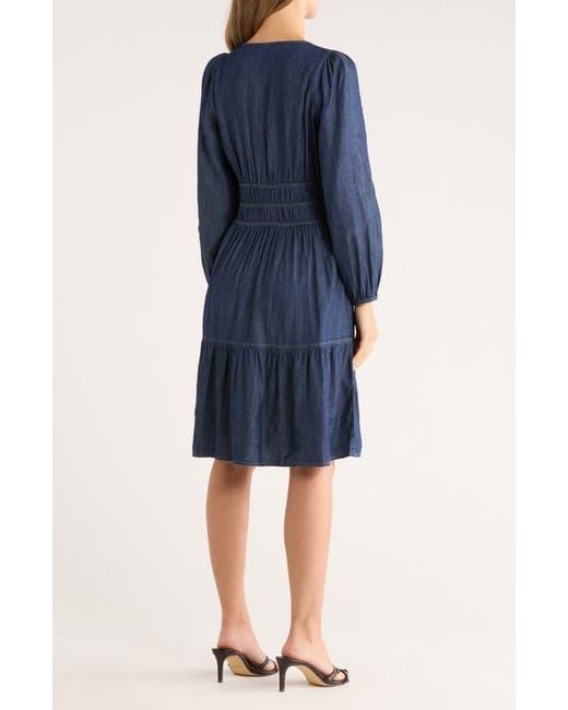 Tommy Hilfiger Blue Long Sleeve Fit & Flare Chambray Dress