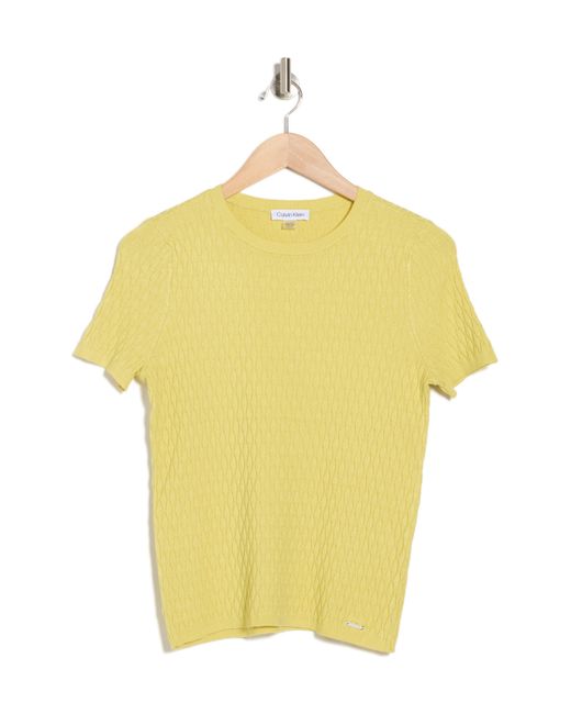 Calvin Klein Yellow Textured Short Sleeve Sweater