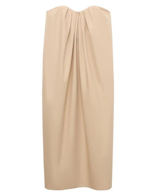 mango strapless pleat front dress Mango Strapless Pleat Front Dress in Natural