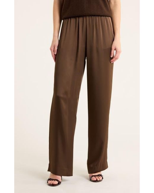 Vince Brown Satin Pull-On Pants