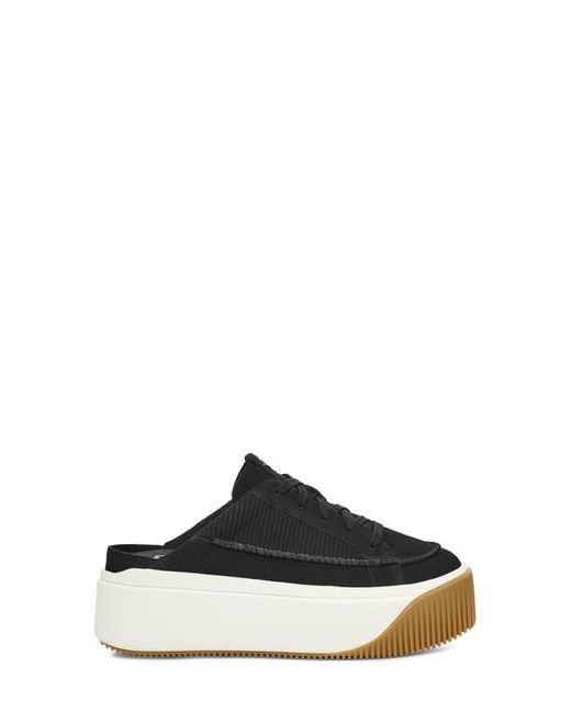 UGG EZ-DUZZIT BLACK MULE SUEDE COMFORT PLATFORM SHOES
