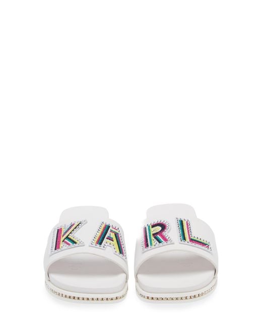 Karl Lagerfeld White Jaxine Slide Sandal