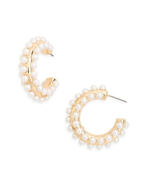 Nordstrom Rack Metallic Faux Pearl Hoop Earrings