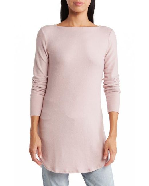 Go Couture Pink Boatneck High/Low Hem Tunic Top