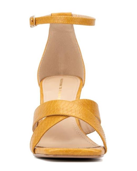 FASHION TO FIGURE Yellow Marcie Snake Embossed Wedge Sandal