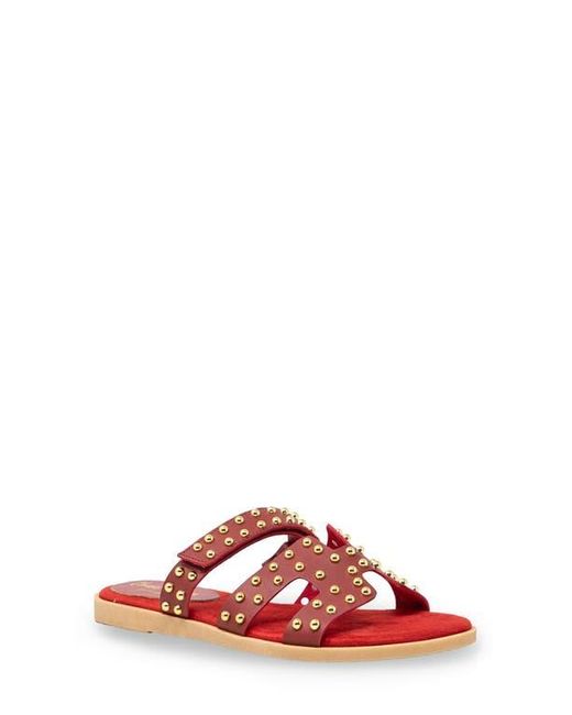 In Touch Footwear Red Khari Studded Slide Sandal