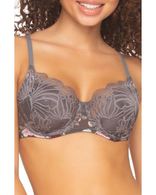 Felina Tempting Floral Lace Contour Bra in Gray