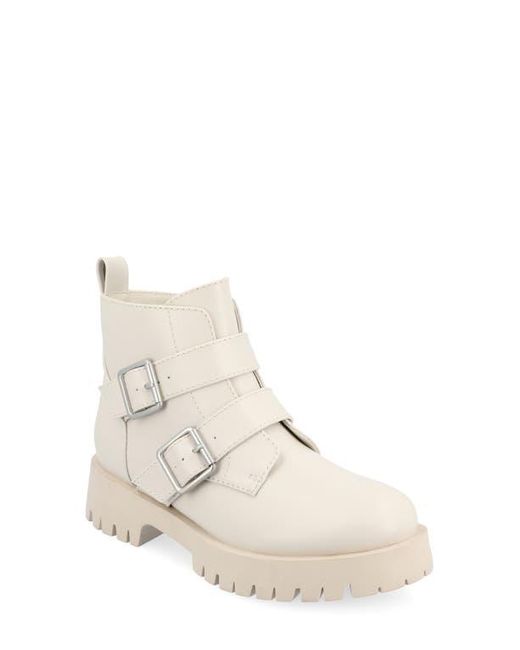 Journee Collection Natural Maebry Buckle Bootie