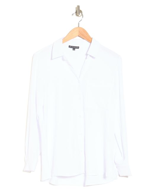 Adrianna Papell White Long Sleeve Button-up Shirt