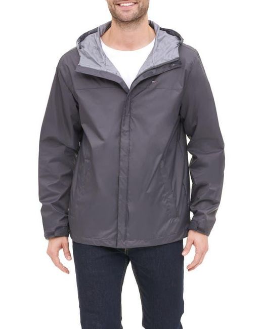 Tommy Hilfiger Gray Hooded Rain Slicker Jacket for men