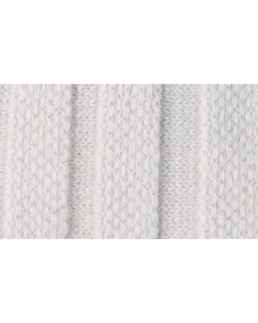Sofiacashmere White Cable Stitch Cuffed Cashmere Beanie