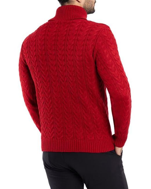Xray Jeans Red Cable Knit Turtleneck Sweater for men