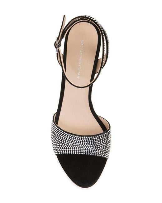 Stuart Weitzman Black Alaina Crystal Platform Sandal