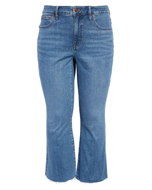 Madewell Blue Raw Hem Kick Out Crop Jeans