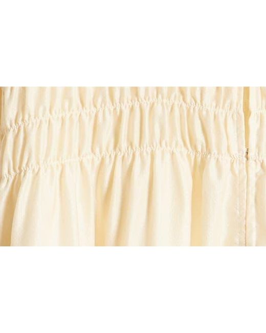 FRAME Natural Smocked Silk Blend Top
