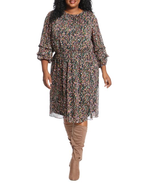 London Times Confetti Ruffle Sleeve Chiffon Midi Dress In Teal At