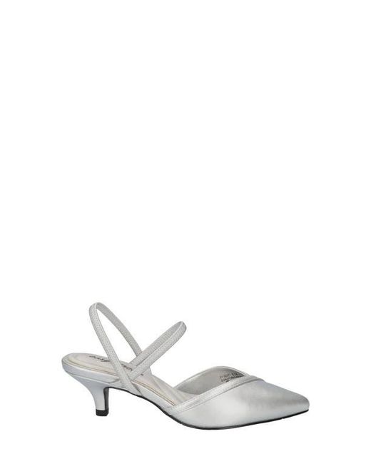 Easy Street White Slingback Kitten Heel Pumps