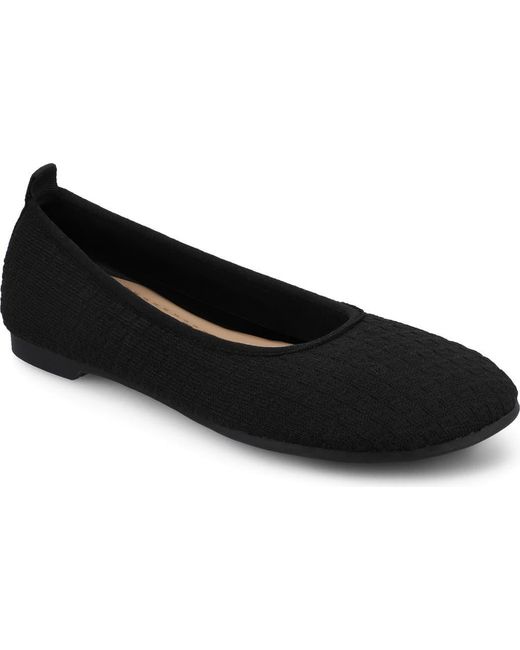 Journee Collection Black Aria Knit Flat