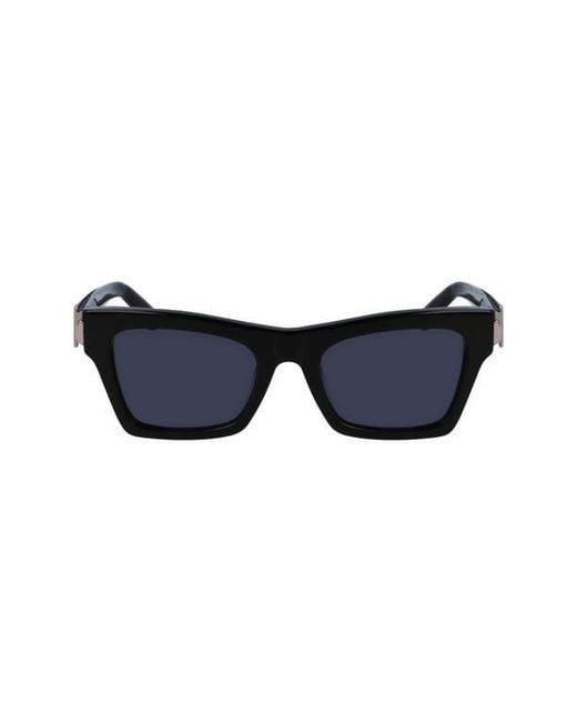 Ferragamo Blue Prisma 52Mm Rectangular Sunglasses