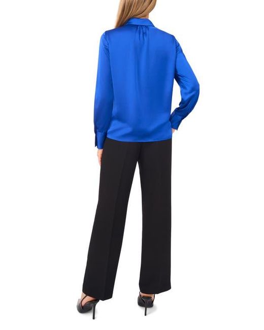 Halogen® Blue Charmeuse Button-Up Shirt