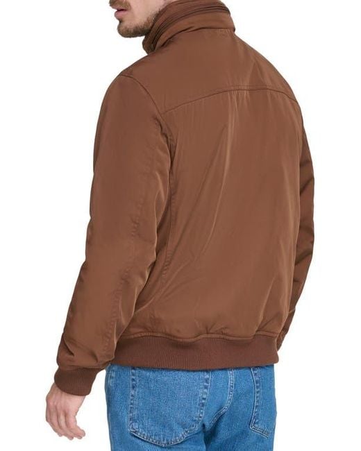 Dockers Brown Quilted Lined Flight Bomber Jacket for men