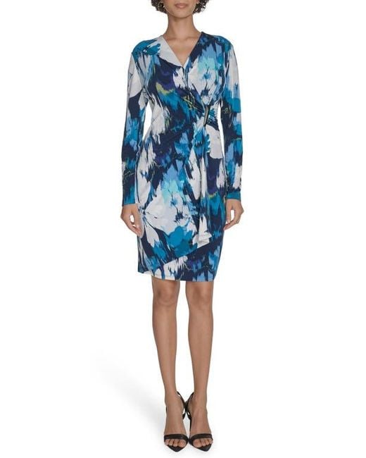 chinese dress ladies CALVIN KLEIN Royal Blue Wrap Dress Size 4 – Style Exchange Boutique PGH main image 0