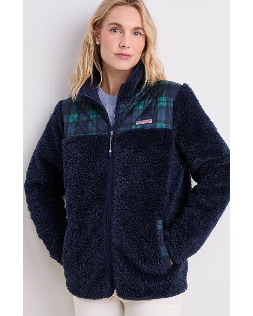 Vineyard Vines Blue Quilted High Pile Fleece Jacket