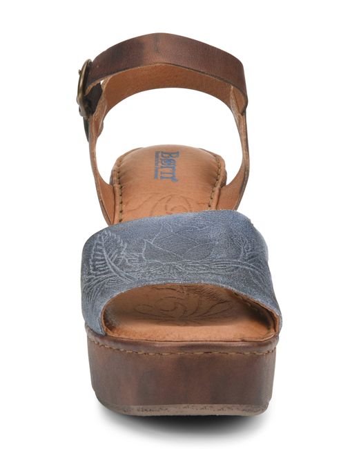 Born Børn Moapa Wedge Sandal In Light Blue/brown Leather At Nordstrom Rack  - Lyst