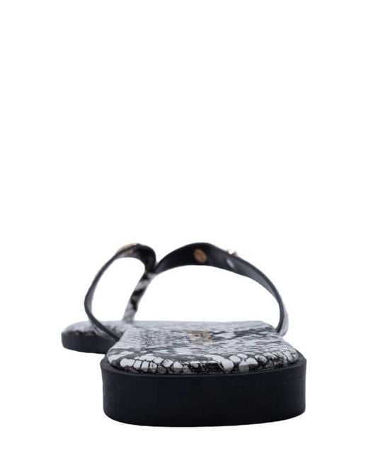 Bebe White Python Embossed Thong Sandal